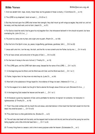 Bible Verses Bible Trivia Quiz