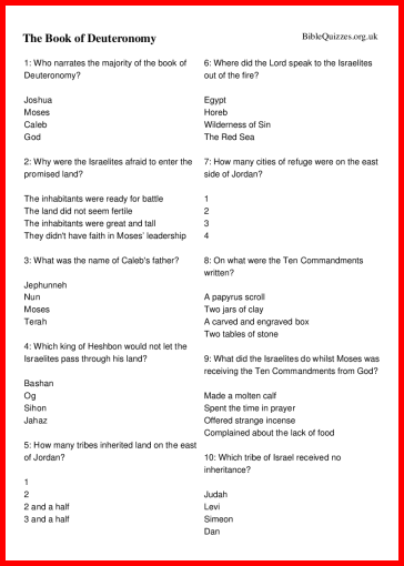 Deuteronomy Bible Trivia Quiz