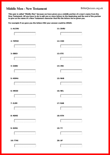 Middle Men - New Testament Bible Trivia Quiz